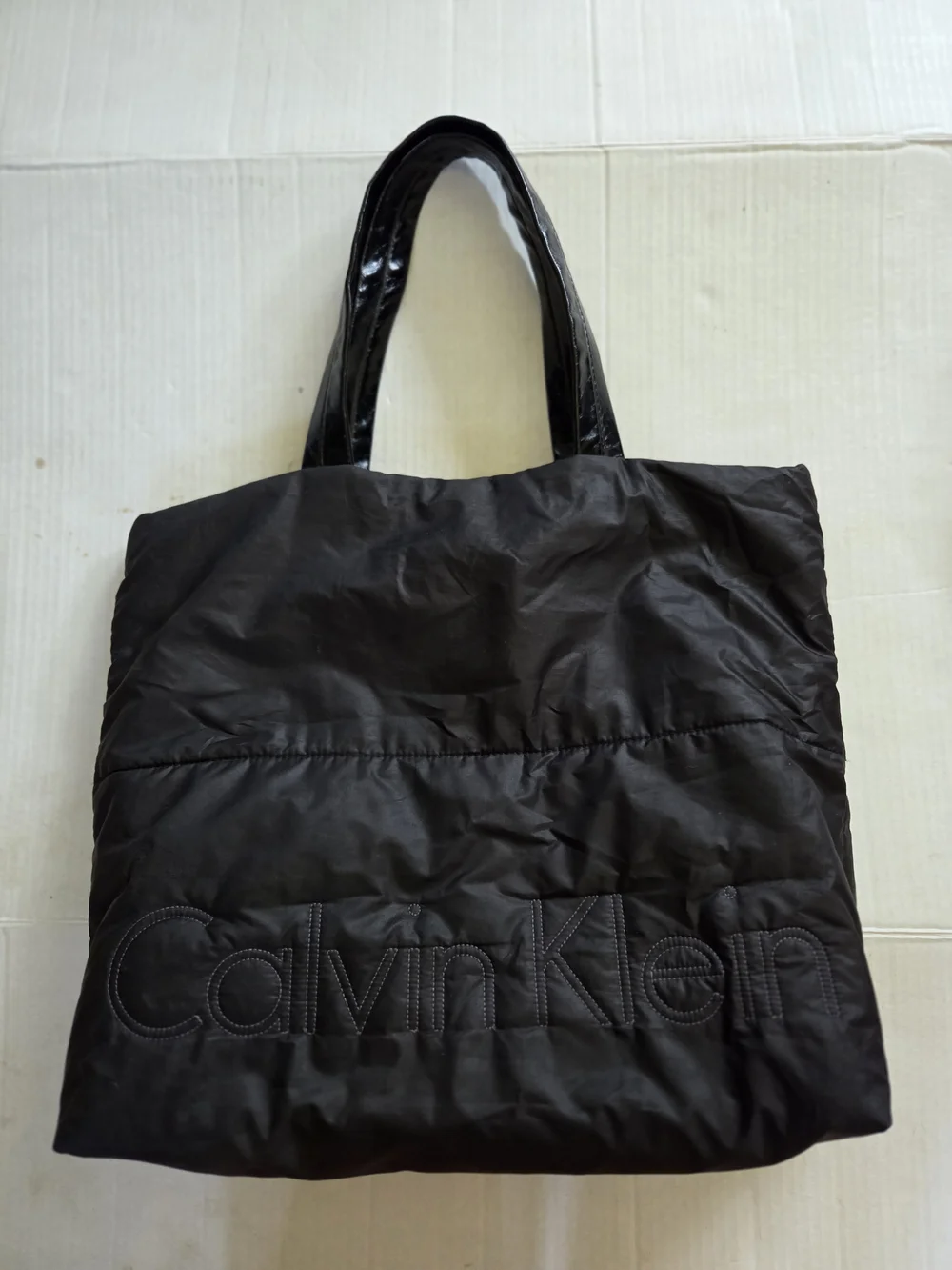 Calvin Klein Black Quilted Logo Tote Bag